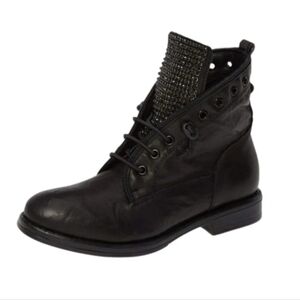 Sheridan Mia Leather Studded Lace-Up Boots Spark Size EU 37 6.5 Black